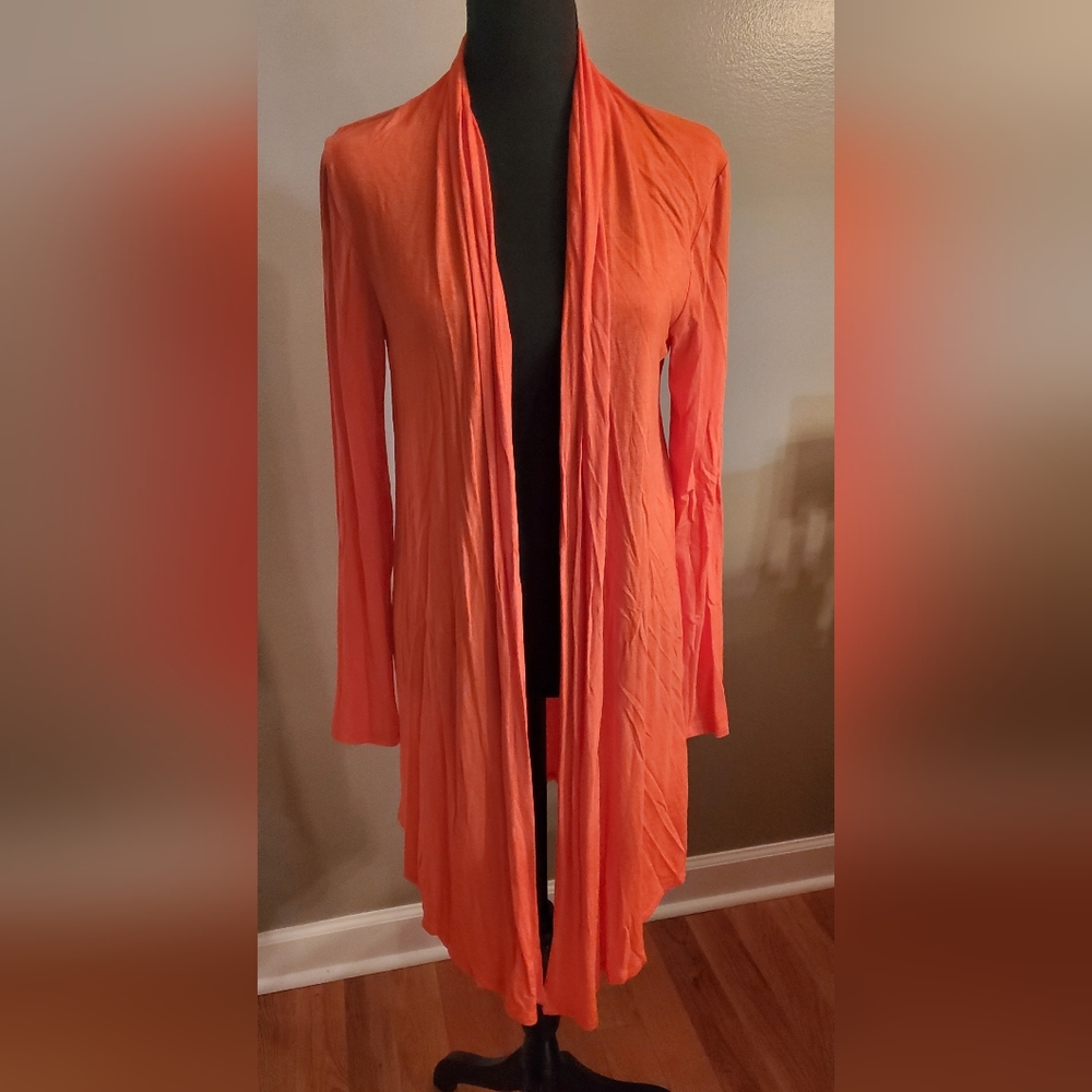 Must Have Orange Open Front High/Low Cardigan Size Large